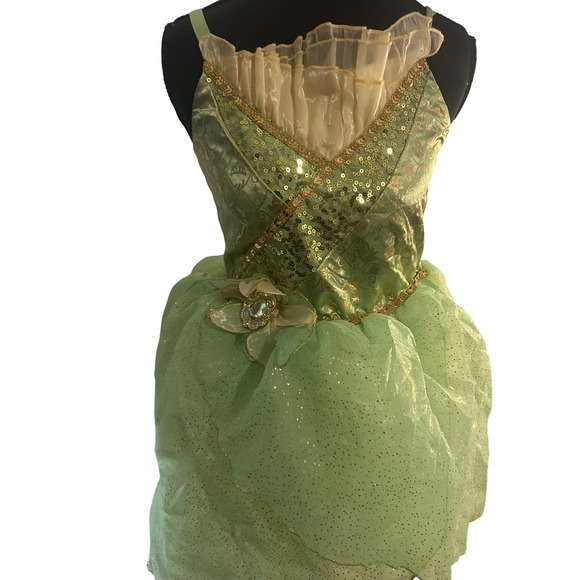 Disney Parks Princess Tiana Costume Dress Green Gold ballgown Size 13 - Picture 2 of 7